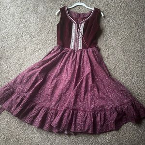 Vintage 1970’s Velvet Boho Calico Lace hand made Gunne Sax style prairie dress